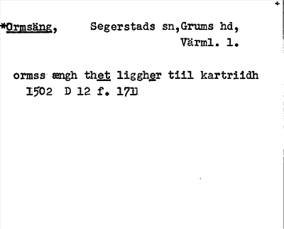 Bild på arkivkortet för arkivposten *Ormsäng