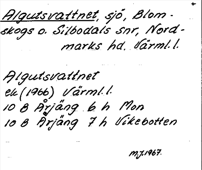 Bild på arkivkortet för arkivposten Algutsvattnet