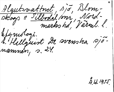 Bild på arkivkortet för arkivposten Algutsvattnet