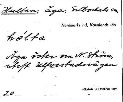 Bild på arkivkortet för arkivposten Hulten