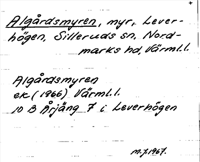 Bild på arkivkortet för arkivposten Algårdsmyren