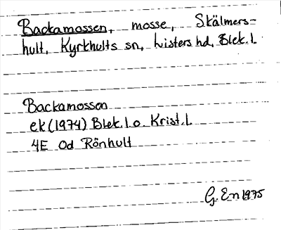 Bild på arkivkortet för arkivposten Backamossen