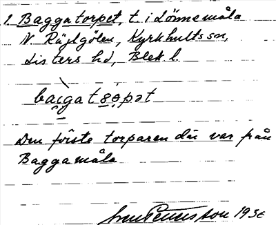 Bild på arkivkortet för arkivposten Baggatorpet