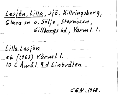 Bild på arkivkortet för arkivposten Lesjön, Lilla