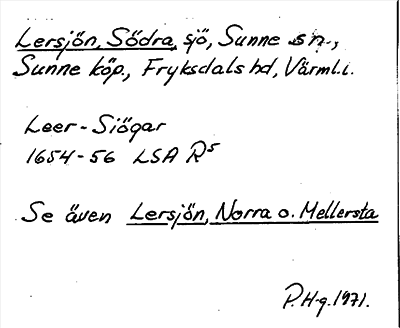 Bild på arkivkortet för arkivposten Lersjön, Södra, se även Lersjön, Norra o Mellersta