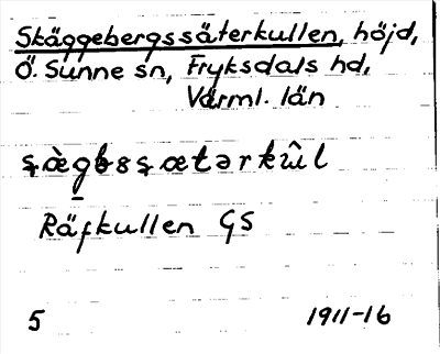 Bild på arkivkortet för arkivposten Skäggebergssäterkullen