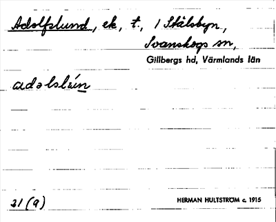 Bild på arkivkortet för arkivposten Adolfslund