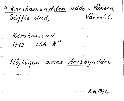 Bild på arkivkortet för arkivposten *Korshamsudden