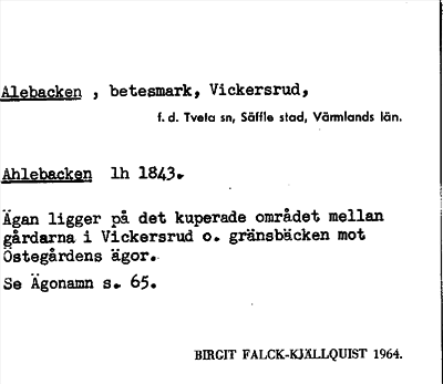 Bild på arkivkortet för arkivposten Alebacken