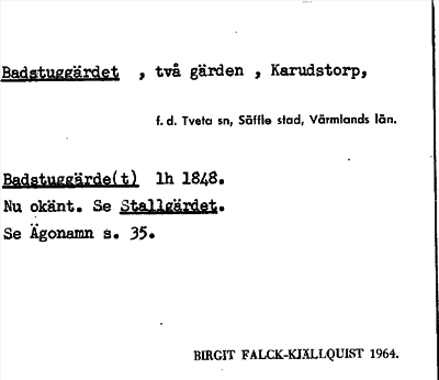 Bild på arkivkortet för arkivposten Badstuggärdet