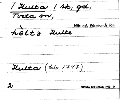 Bild på arkivkortet för arkivposten Hulta