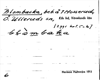 Bild på arkivkortet för arkivposten Blombacka