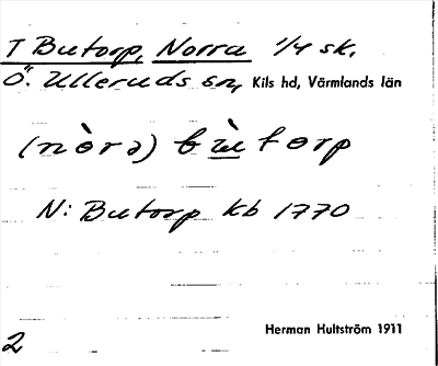 Bild på arkivkortet för arkivposten Butorp, Norra