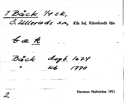 Bild på arkivkortet för arkivposten Bäck