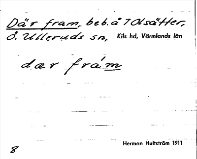 Bild på arkivkortet för arkivposten Där fram