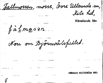 Bild på arkivkortet för arkivposten Fallmossen