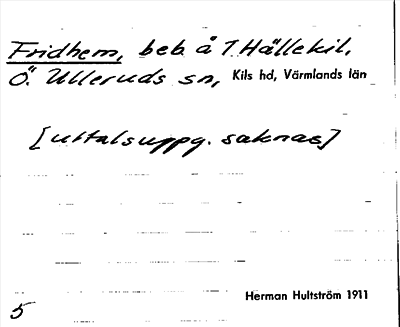 Bild på arkivkortet för arkivposten Fridhem