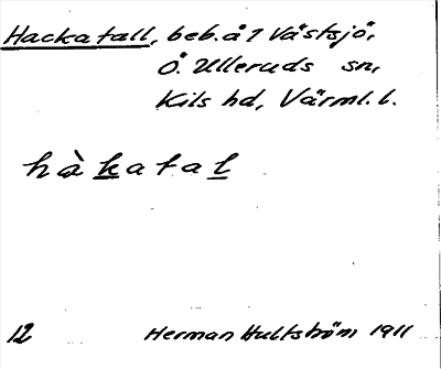 Bild på arkivkortet för arkivposten Hackatall