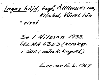 Bild på arkivkortet för arkivposten Ingas höjd