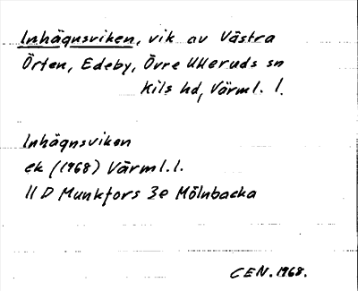 Bild på arkivkortet för arkivposten Inhägnsviken