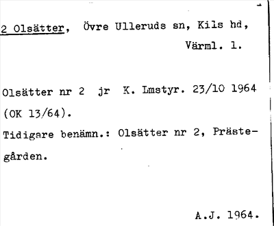 Bild på arkivkortet för arkivposten Olsätter