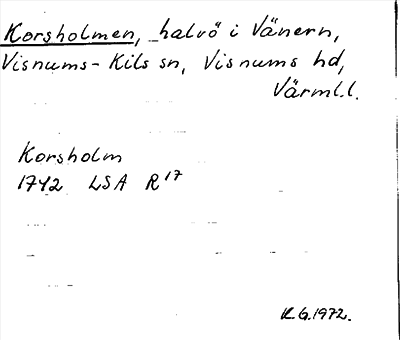 Bild på arkivkortet för arkivposten Korsholmen
