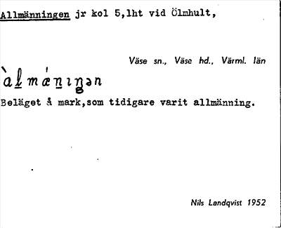 Bild på arkivkortet för arkivposten Allmänningen