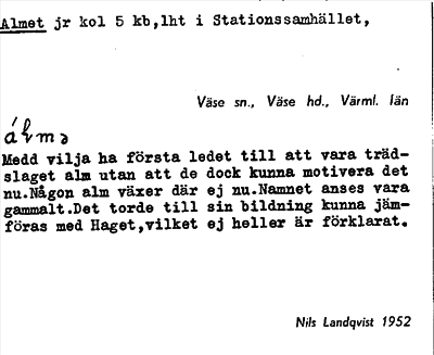 Bild på arkivkortet för arkivposten Almet