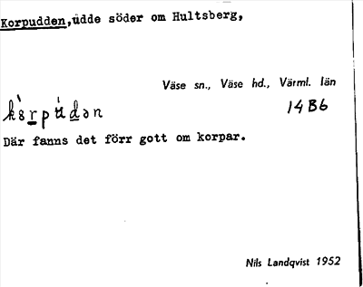 Bild på arkivkortet för arkivposten Korpudden