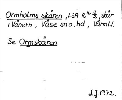 Bild på arkivkortet för arkivposten Ormholms skären, se Ormskären