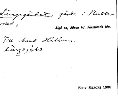 Bild på arkivkortet för arkivposten Långegärdet