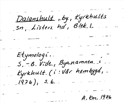 Bild på arkivkortet för arkivposten Dalanshult