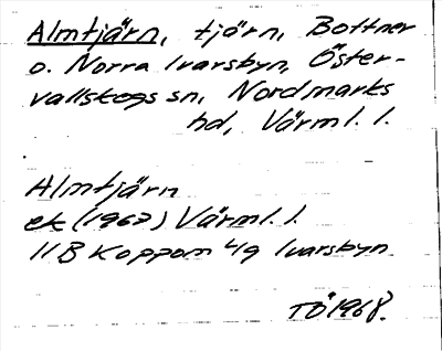 Bild på arkivkortet för arkivposten Almtjärn