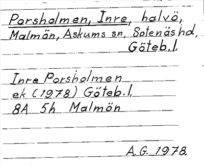 Bild på arkivkortet för arkivposten Porsholmen, Inre