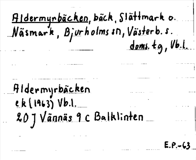 Bild på arkivkortet för arkivposten Aldermyrbäcken