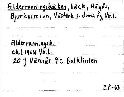 Bild på arkivkortet för arkivposten Alderranningsbäcken