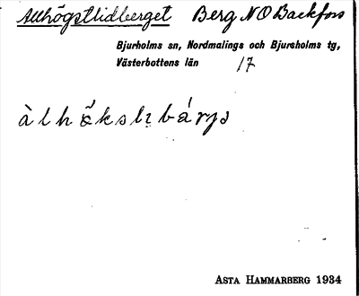 Bild på arkivkortet för arkivposten Allhögstlidberget