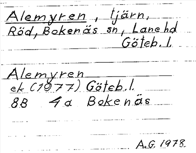 Bild på arkivkortet för arkivposten Alemyren