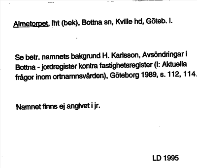 Bild på arkivkortet för arkivposten Almetorpet