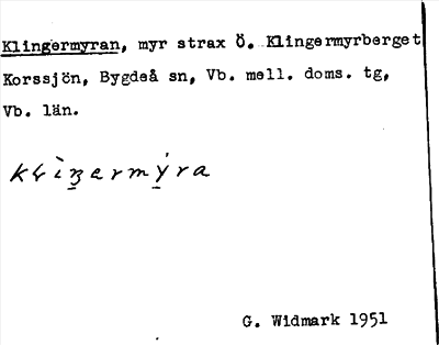 Bild på arkivkortet för arkivposten Klingermyran