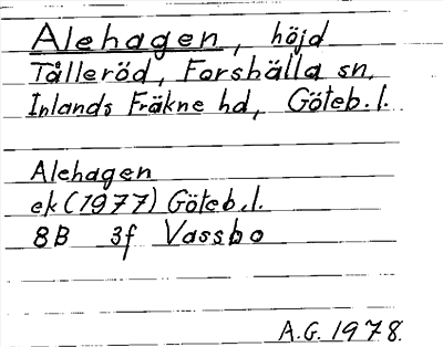 Bild på arkivkortet för arkivposten Alehagen