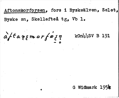 Bild på arkivkortet för arkivposten Aftonsmorforsen