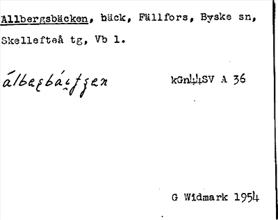 Bild på arkivkortet för arkivposten Allbergsbäcken