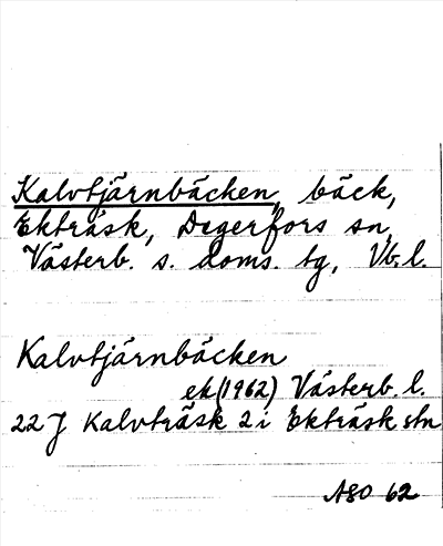 Bild på arkivkortet för arkivposten Kalvtjärnbäcken
