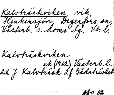 Bild på arkivkortet för arkivposten Kalvträskviken