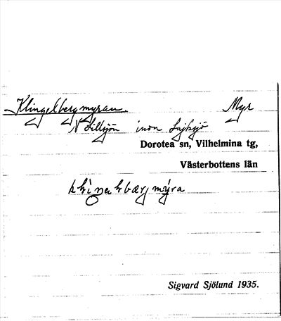 Bild på arkivkortet för arkivposten Klingelbergmyran