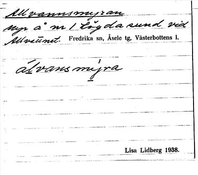 Bild på arkivkortet för arkivposten Allvannsmyran