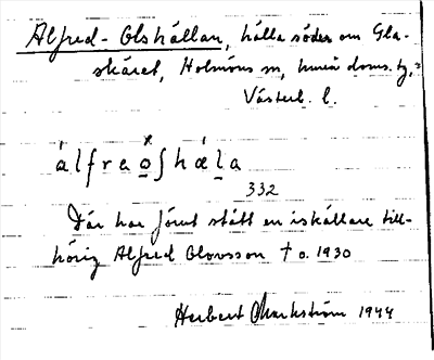 Bild på arkivkortet för arkivposten Alfred-Olshällan