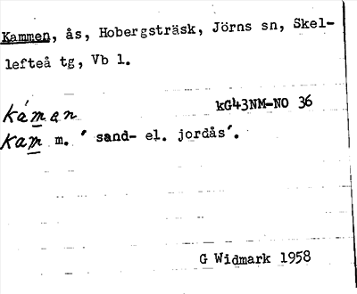 Bild på arkivkortet för arkivposten Kammen