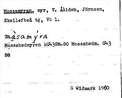 Bild på arkivkortet för arkivposten Mossamyran